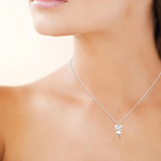 Collier Fée Argent rhodié Enfant 37cm