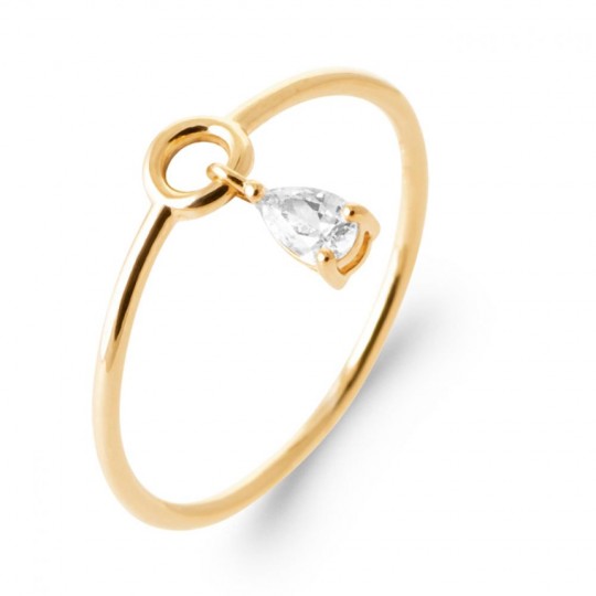 Bague Argent Massif Avec Nœud Et Breloque – Zirconiums – Taille 52