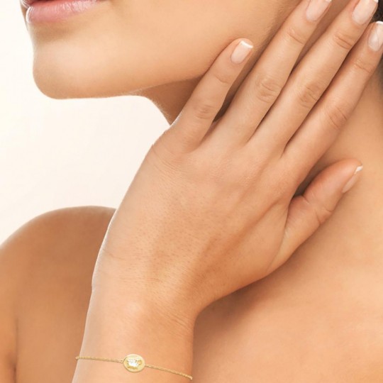 Bracelet Mouton Plaqué or 750/000 Email LAQUE 16cm Enfant