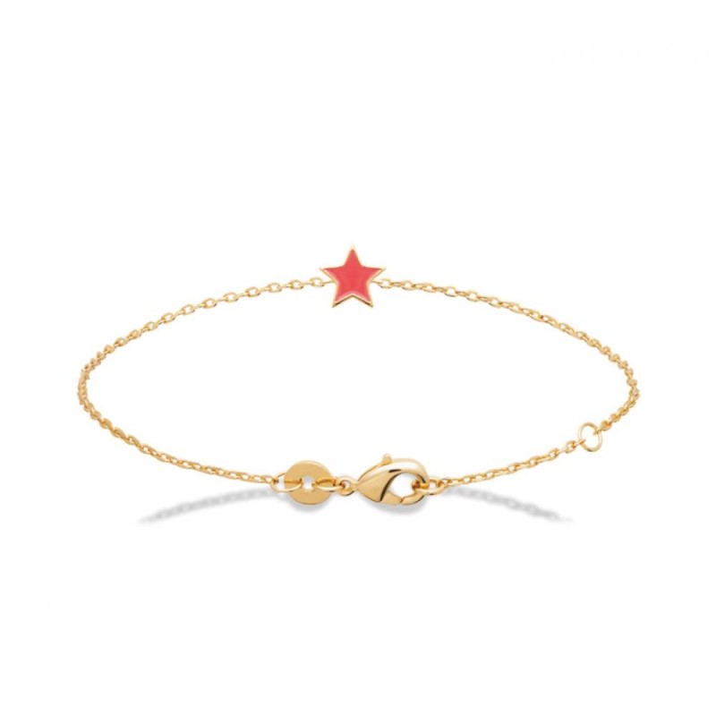 Bracelet Etoile Plaqué or 750/000 Email LAQUE 16cm Enfant