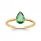 Bague Martelée Goutte Plaqué or 750/000  Pierre de synthèse