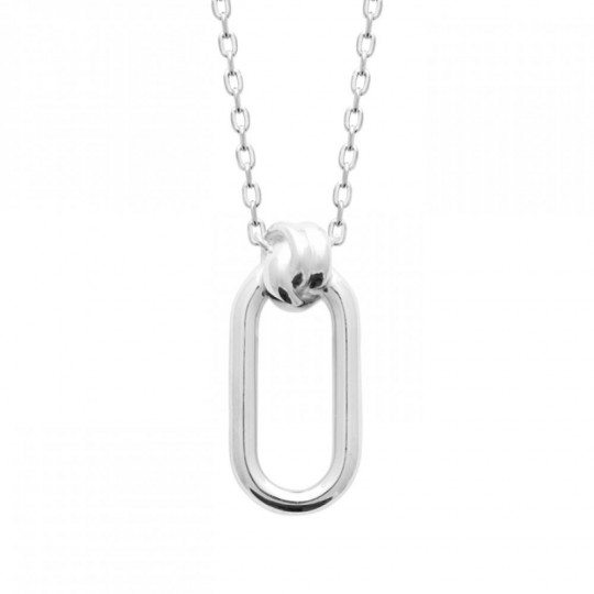 Collier Ovale Noeud Argent...