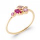 Bague Plaqué or 750/000  Pierre de synthèse Rose