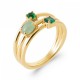 Bague Agate verte et Pierres vertes de synthèse, Plaqué or