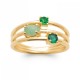 Bague Agate verte et Pierres vertes de synthèse, Plaqué or