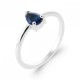 Bague Goutte Argent massif 925/000 rhodié Pierre de synthèse Bleu