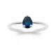 Bague Goutte Argent massif 925/000 rhodié Pierre de synthèse Bleu