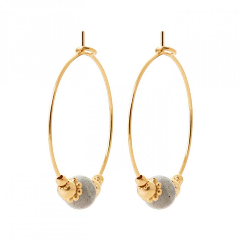 Créoles Plaqué or 750/000  Labradorite