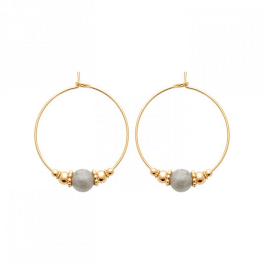 Créoles Plaqué or 750/000  Labradorite