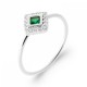 Bague Losange Argent massif 925/000 rhodié Oxyde de zirconium Pierre de synthèse Vert
