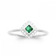 Bague Losange Argent massif 925/000 rhodié Oxyde de zirconium Pierre de synthèse Vert
