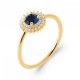 Bague Marguerite Plaqué or Oxyde de zirconium Pierre bleue de synthèse