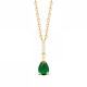 Collier Goutte Plaqué or 750/000 Oxyde de zirconium Pierre de Synthèse Vert 45cm