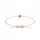 Bracelet Losange Plaqué or 750/000  Oxyde de zirconium Pierre de synthèse Vert 18cm
