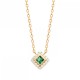 Collier Losange Plaqué or 750/000 Oxyde de zirconium Pierre de synthèse Vert 45cm