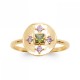 Bague Plaqué or 750/000  Pierre de synthèse Vert Violet