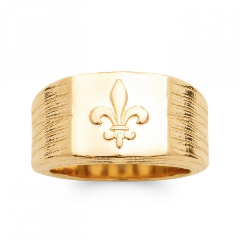 Chevalière Fleur de Lys Plaqué or 750/000 Homme