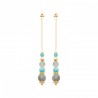 Boucles d'oreilles Pendantes Chaînette Plaqué or 750/000  Labradorite Apatite