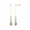 Boucles d'oreilles Pendantes Chaînette Plaqué or 750/000  Labradorite Apatite