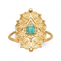 Bague Bohème Plaqué or 750/000  Amazonite