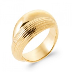 Bague Striée Plaqué or 750/000