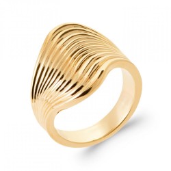 Bague Vague Striée Plaqué...