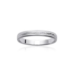 Alliance simple grande taille Argent Rhodié 3mm de largeur Homme Femme