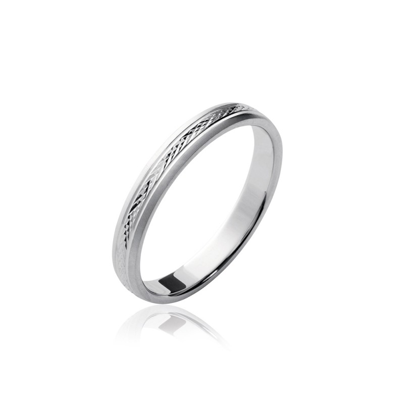 Alliance simple grande taille Argent Rhodié 3mm de largeur Homme Femme