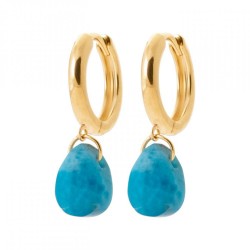 Créoles Breloque Plaqué or 750/000  Apatite