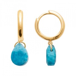 Créoles Breloque Plaqué or 750/000  Apatite