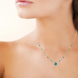 Collier Plaqué or 750/000  Apatite 45cm