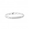Bracelet identité - Figaro 1-1 diamantée 6 faces - Argent - Largeur 7mm - 21cm