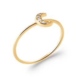 Bague fine Demi lune pavée...