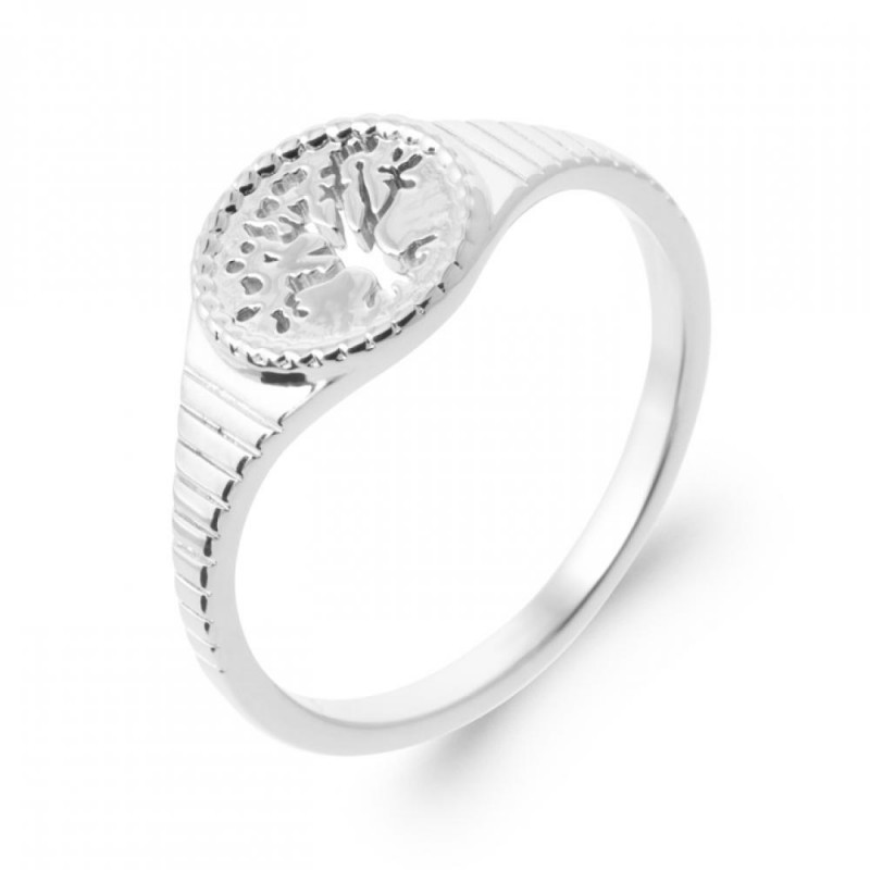 Chevalière Arbre de Vie Argent rhodié Femme