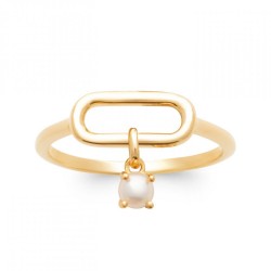 Bague Breloque Plaqué or 750/000 Perle de culture