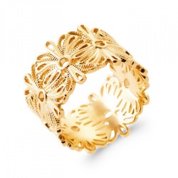 Bague Tube Fleur Plaqué or...