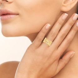 Bague Tube Fleur Plaqué or 750/000