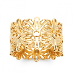 Bague Tube Fleur Plaqué or 750/000