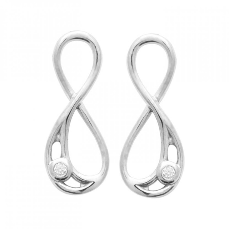 Boucles d'oreilles Infini Argent massif 925/000 rhodié Oxyde de zirconium