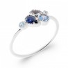 Bague Argent rhodié Oxyde de Zirconium Pierres bleue de synthèse