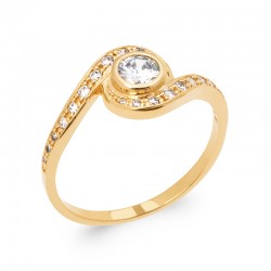 Bague Solitaire Plaqué Or - Oxyde de Zirconium 5mm