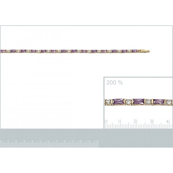 Bracelet tour de pierres Plaqué Or - zirconium blancs & violets - 18cm