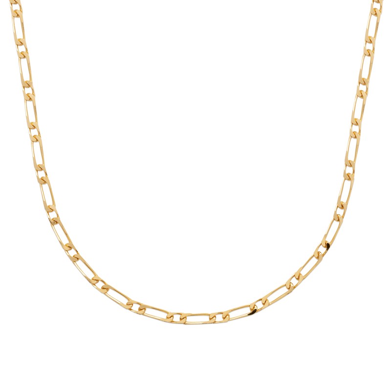 Chaîne Figaro 1-1 diamantée - Plaqué Or - Homme Femme - Largeur 4mm