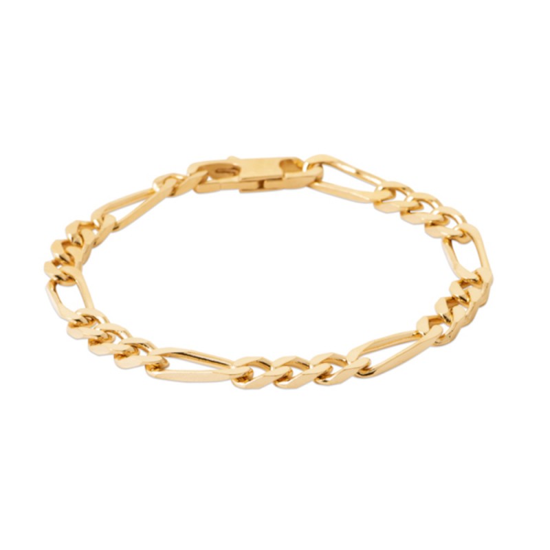 Chaîne Figaro 1-3 diamantée - Plaqué Or - Homme - Largeur 6mm