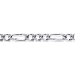 Chaîne Figaro 1-3 diamantée 4 faces - Argent Rhodié - Homme Femme - Largeur 1,8mm