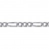 Chaîne Figaro 1-3 diamantée 4 faces - Argent Rhodié - Homme Femme - Largeur 1,8mm