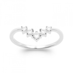 Bague en V Argent rhodié Oxyde de zirconium