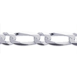 Bracelet identité - Figaro 1-1 diamantée 6 faces - Argent - Largeur 7mm - 21cm