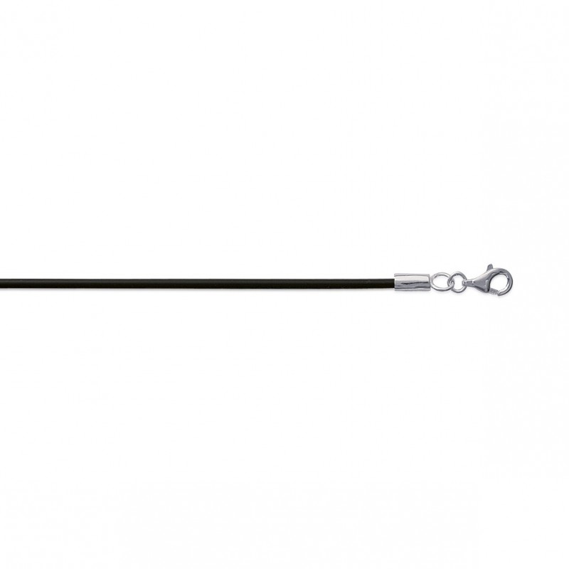 Collier Cordon caoutchouc - Homme Femme - Argent - Largeur 1,6mm - 45cm