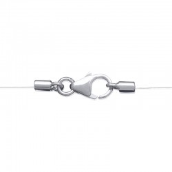 Collier Coeur 6mm Fil Nylon Argent Rhodié - Oxyde de Zirconium - Femme - 42cm